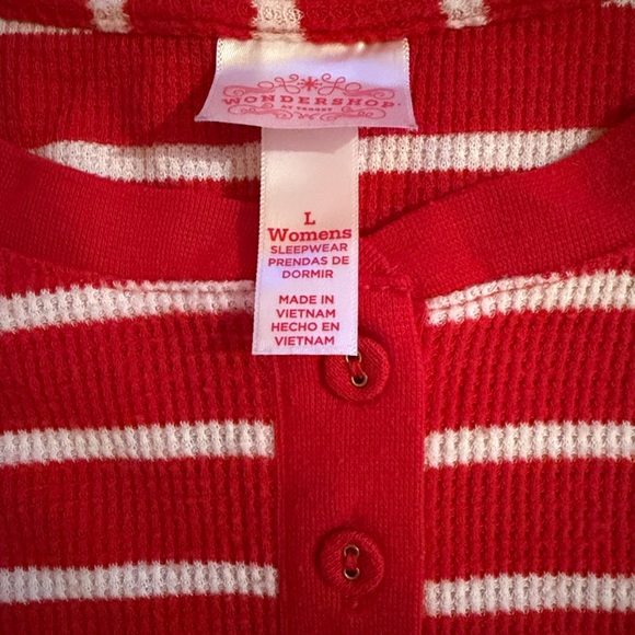 Pajamas Valentine’s Day red white thermal striped target long underwear M L 8 10 - Picture 7 of 10